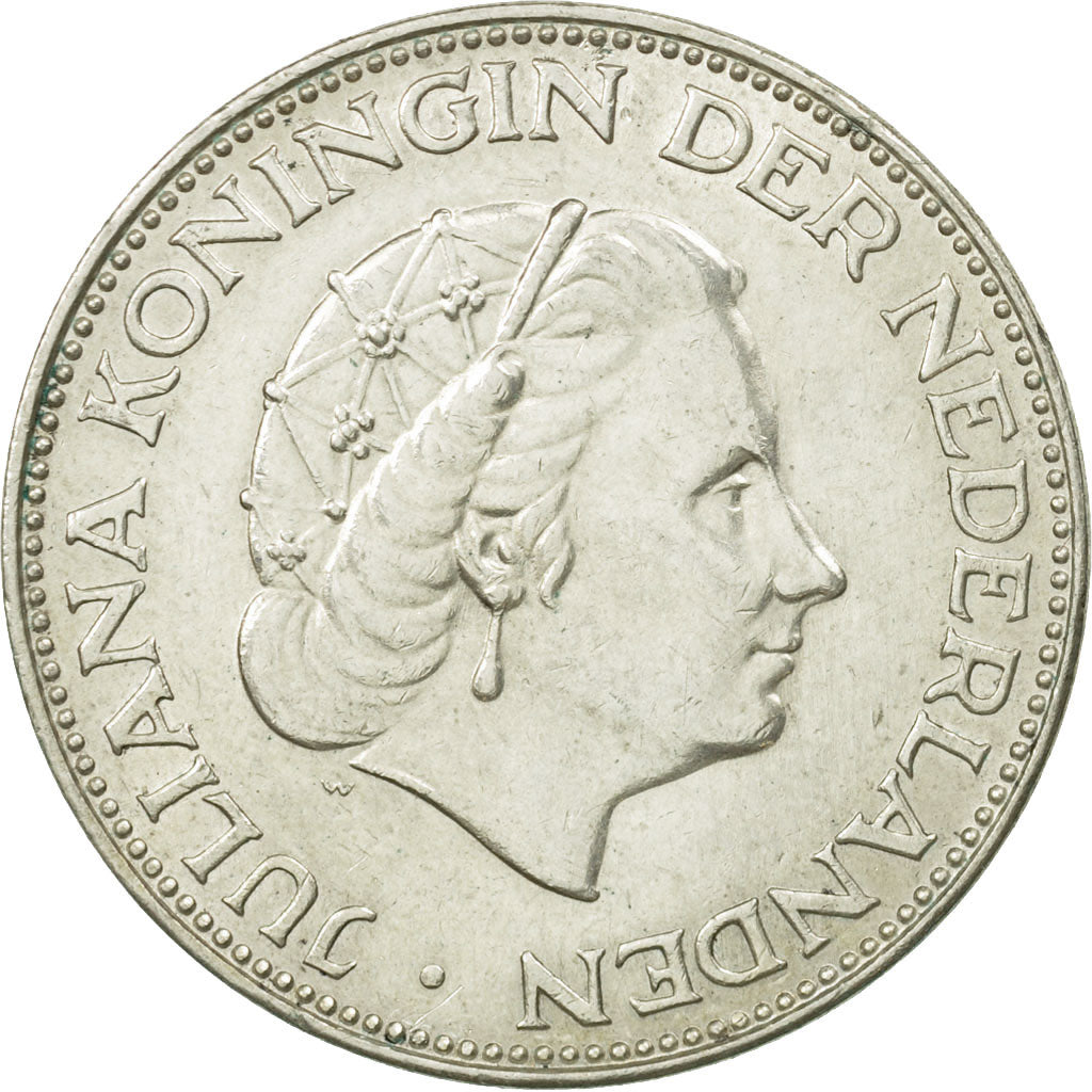 Coin, Netherlands, Juliana, 2-1/2 Gulden, 1963, MS(63), Silver, KM:185