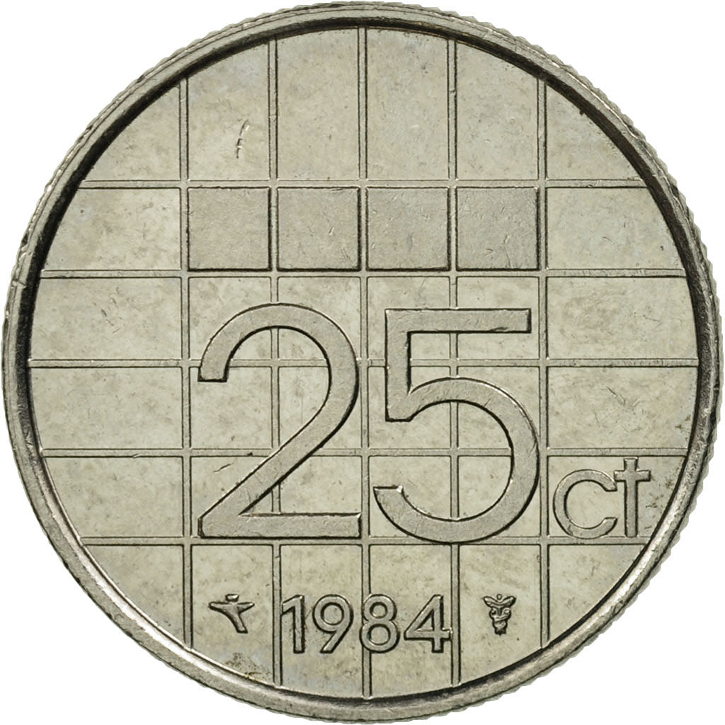 Monnaie, Pays-Bas, Beatrix, 25 Cents, 1984, SUP+, Nickel, KM:204