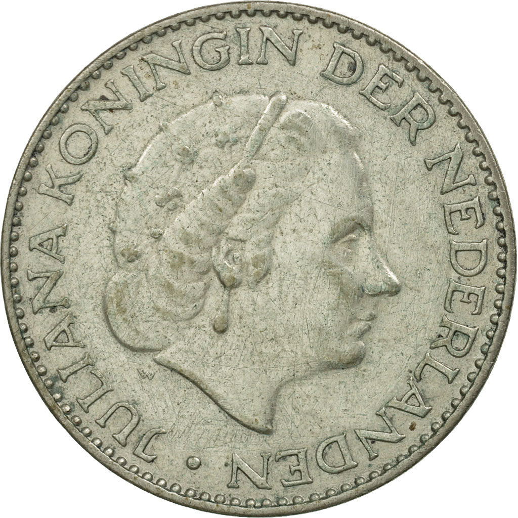 Netherlands, Juliana, Gulden, 1956, MS(60-62), Silver, KM:184