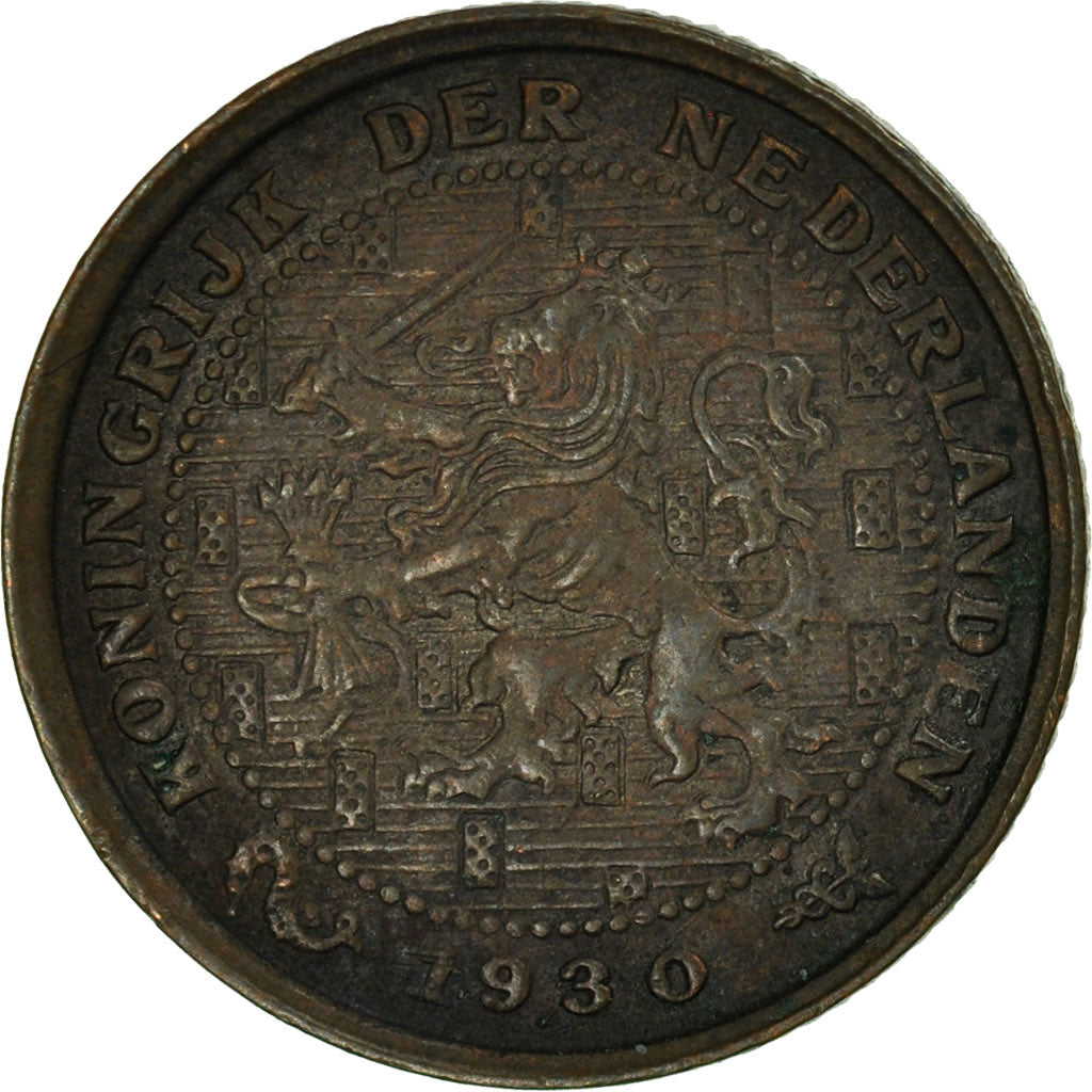 Netherlands, Wilhelmina I, 1/2 Cent, 1930, EF(40-45), Bronze, KM:138