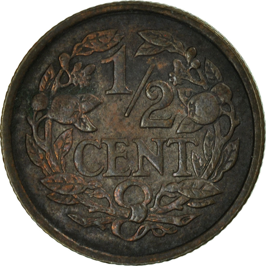 Netherlands, Wilhelmina I, 1/2 Cent, 1930, EF(40-45), Bronze, KM:138