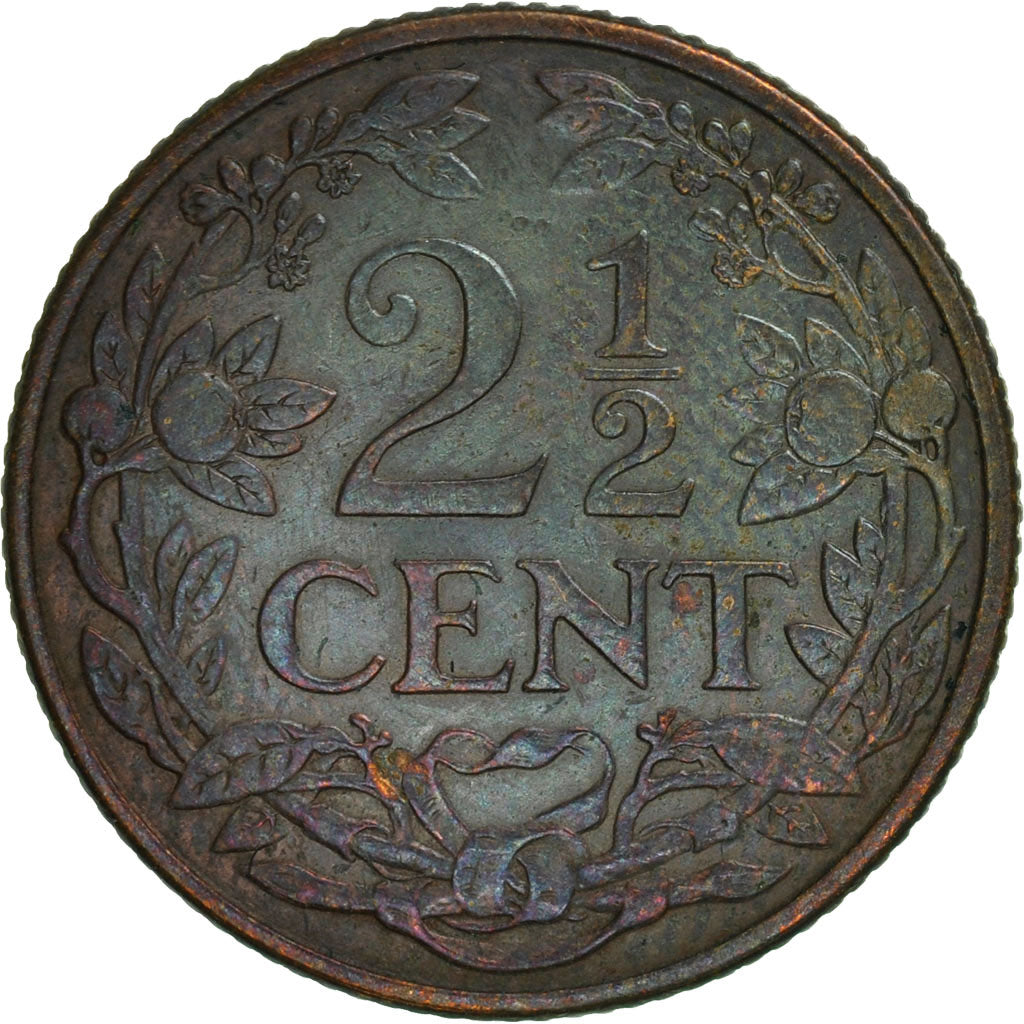 Coin, Netherlands, Wilhelmina I, 2-1/2 Cent, 1912, EF(40-45), Bronze, KM:150