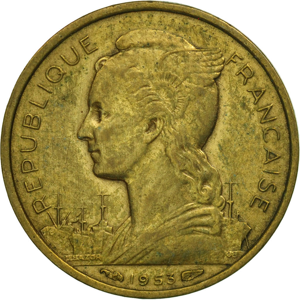 Münze, Madagascar, 10 Francs, 1953, Paris, VZ, Aluminum-Bronze, KM:6