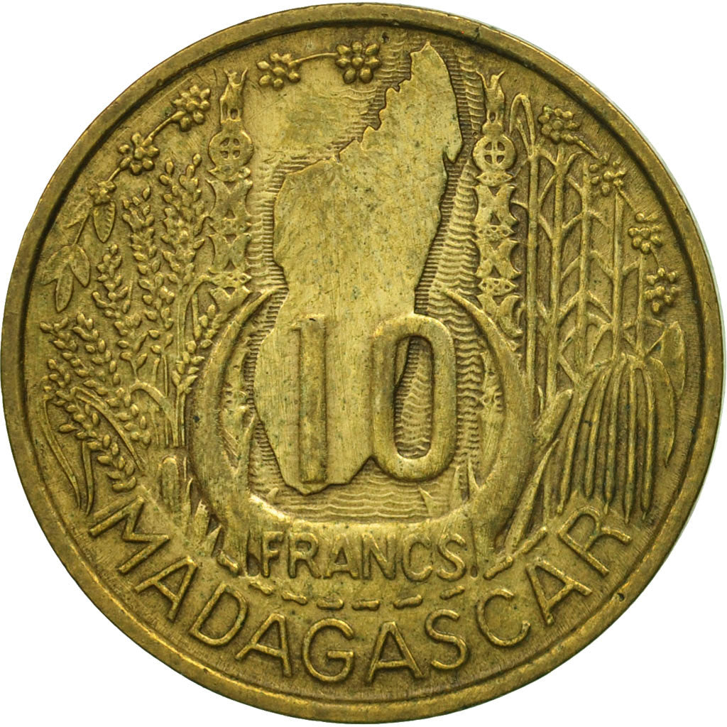 Münze, Madagascar, 10 Francs, 1953, Paris, VZ, Aluminum-Bronze, KM:6