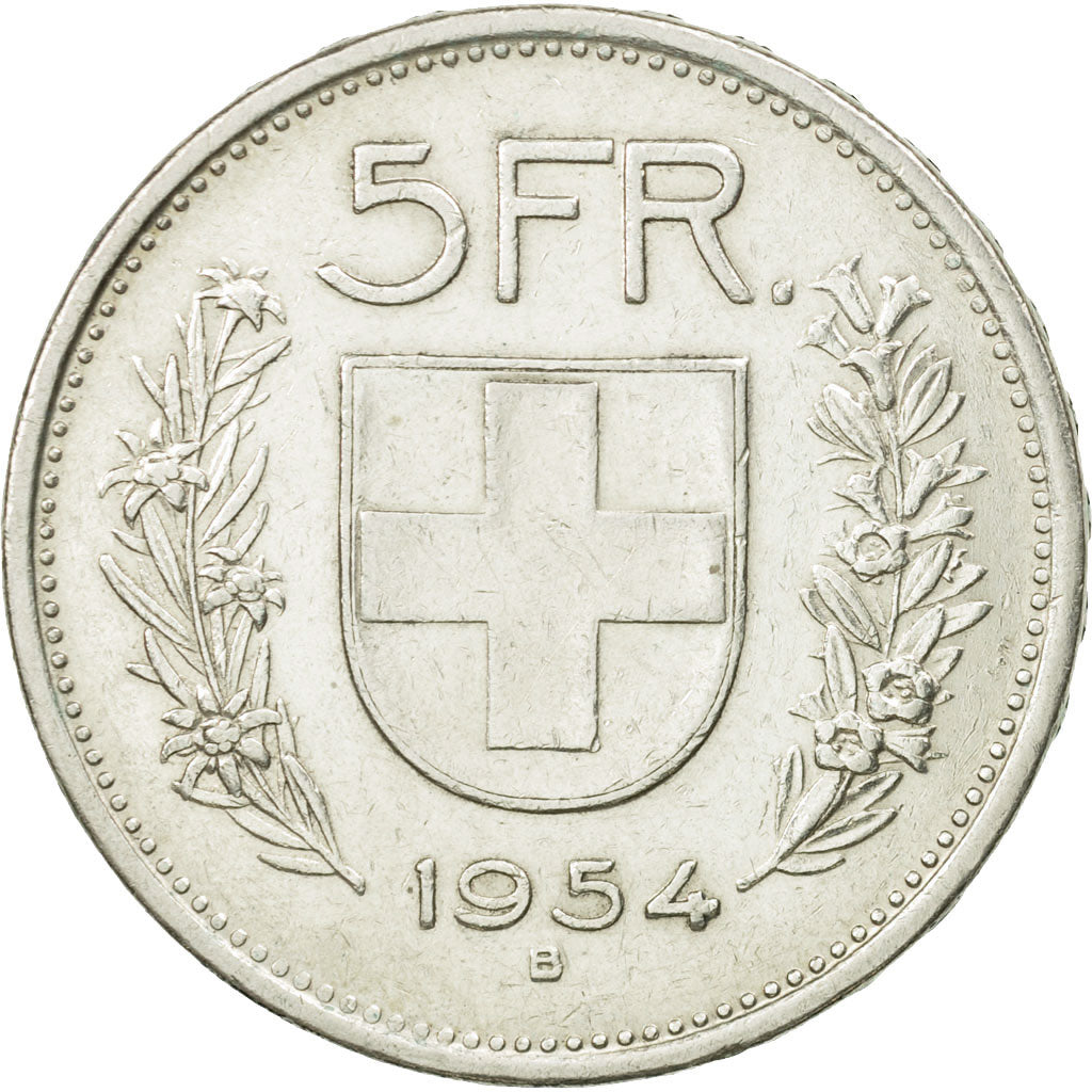Switzerland, 5 Francs, 1954, Bern, MS(63), Silver, KM:40