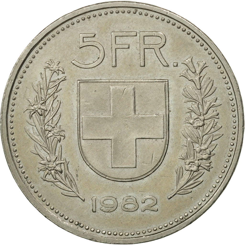 Switzerland, 5 Francs, 1982, Bern, MS(60-62), Copper-nickel, KM:40a.2