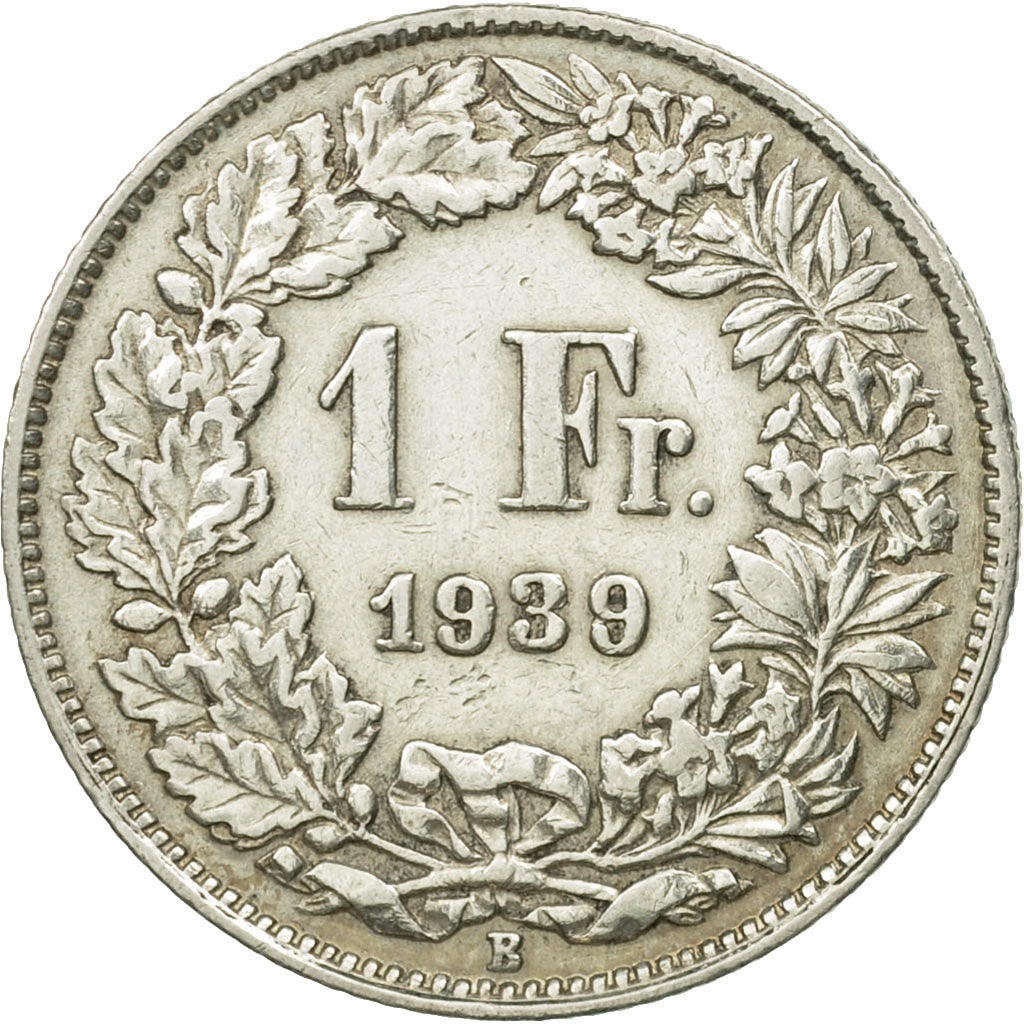 Switzerland, Franc, 1939, Bern, MS(63), Silver, KM:24