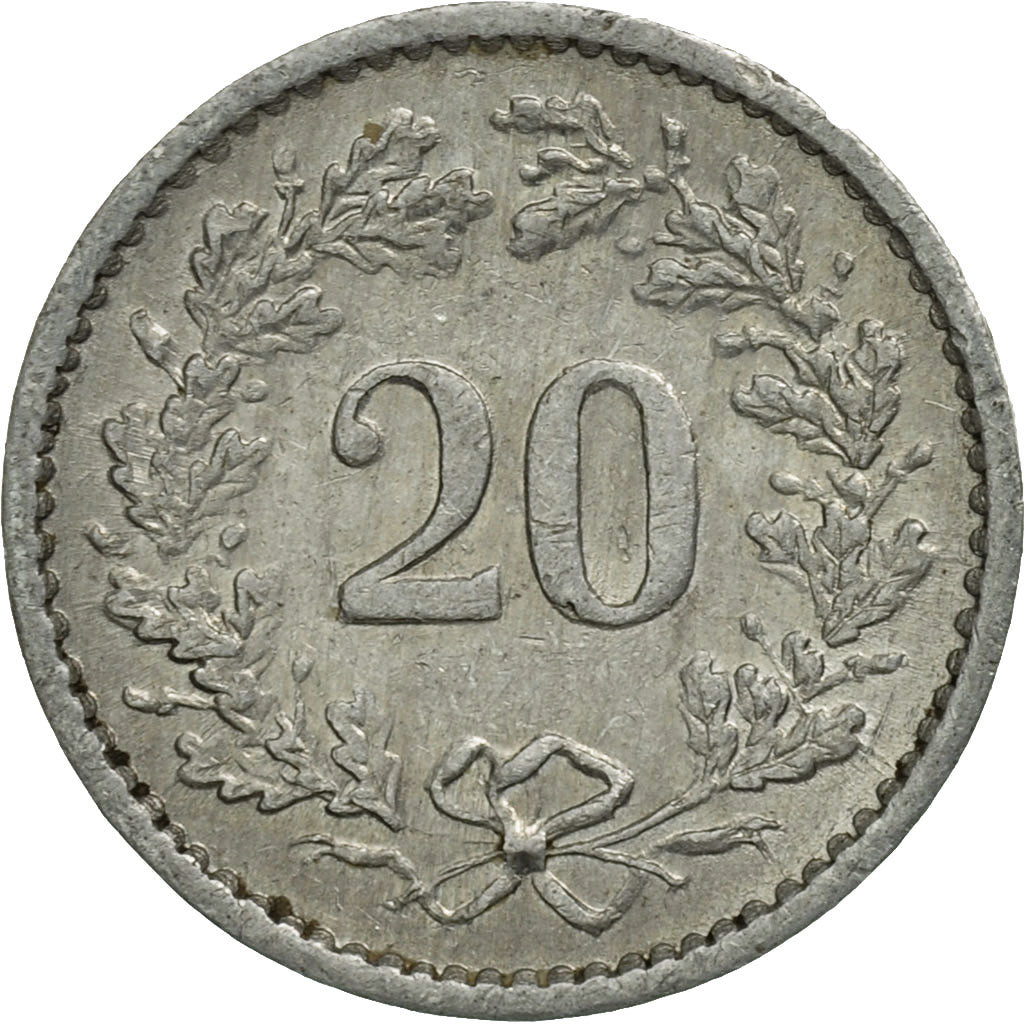 Coin, Switzerland, 20 Rappen, 1947, Bern, EF(40-45), Copper-nickel