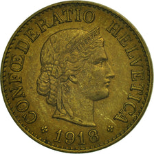 Switzerland, 10 Rappen, 1918, Bern, AU(55-58), Brass, KM:27A