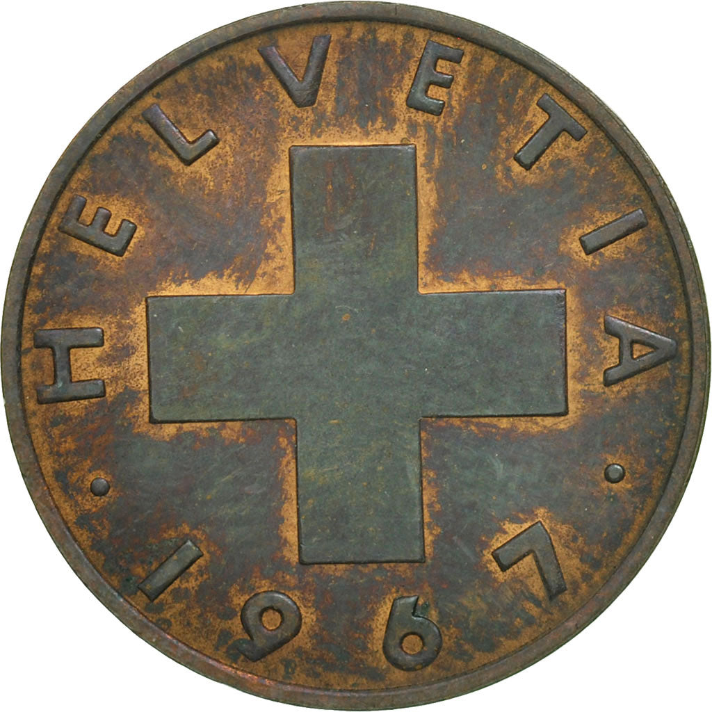 Münze, Schweiz, 2 Rappen, 1967, Bern, SS, Bronze, KM:47