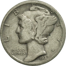 Coin, United States, Mercury Dime, Dime, 1937, U.S. Mint, Philadelphia