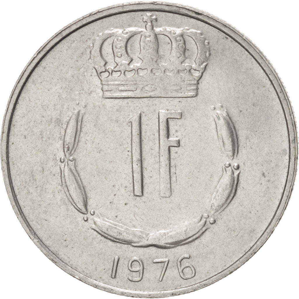 LUXEMBOURG, 5 Francs, 1976, KM #56, AU(55-58), Copper-Nickel