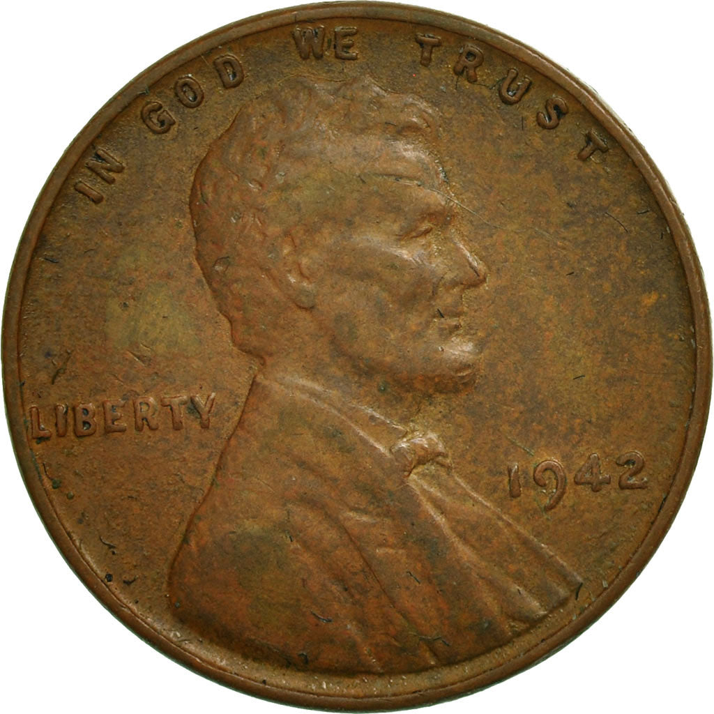 Coin, United States, Lincoln Cent, Cent, 1942, U.S. Mint, Philadelphia