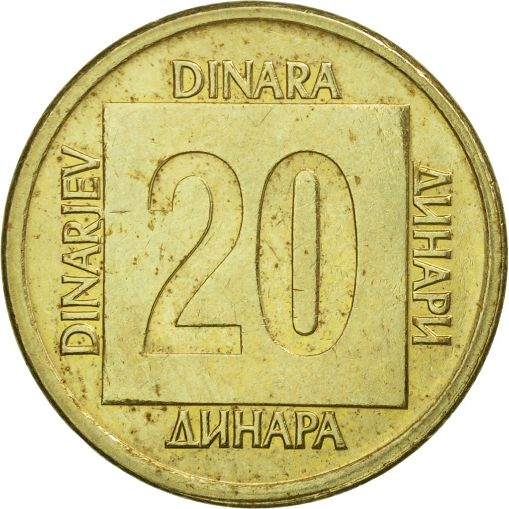 Yugoslavia, 20 Dinara, 1988, MS(60-62), Brass, KM:132