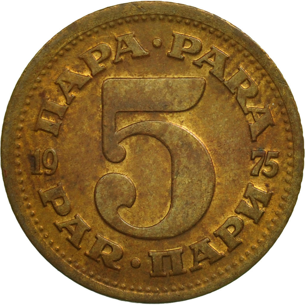 Coin, Yugoslavia, 5 Para, 1975, AU(50-53), Brass, KM:43