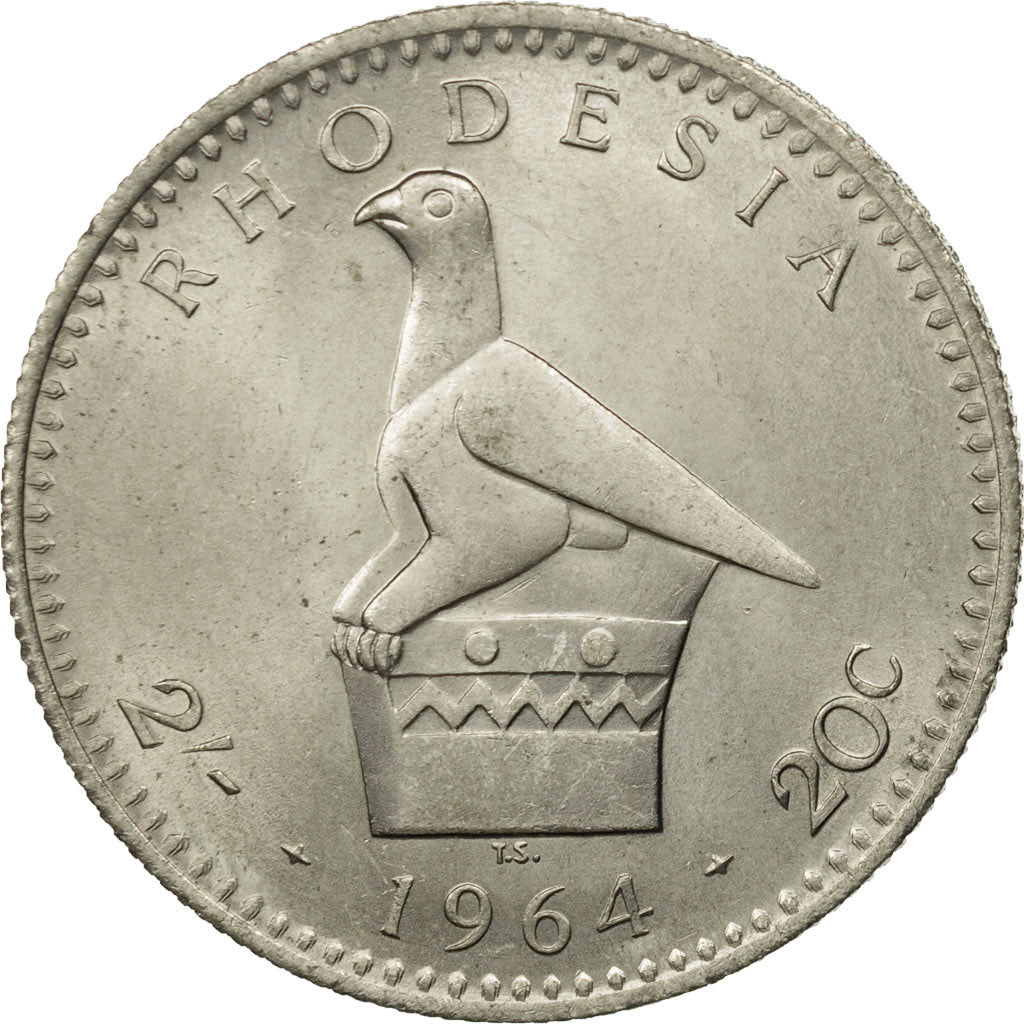 Rhodésie, Elizabeth II, 2 Shillings = 20 Cents, 1964, British Royal Mint, SPL