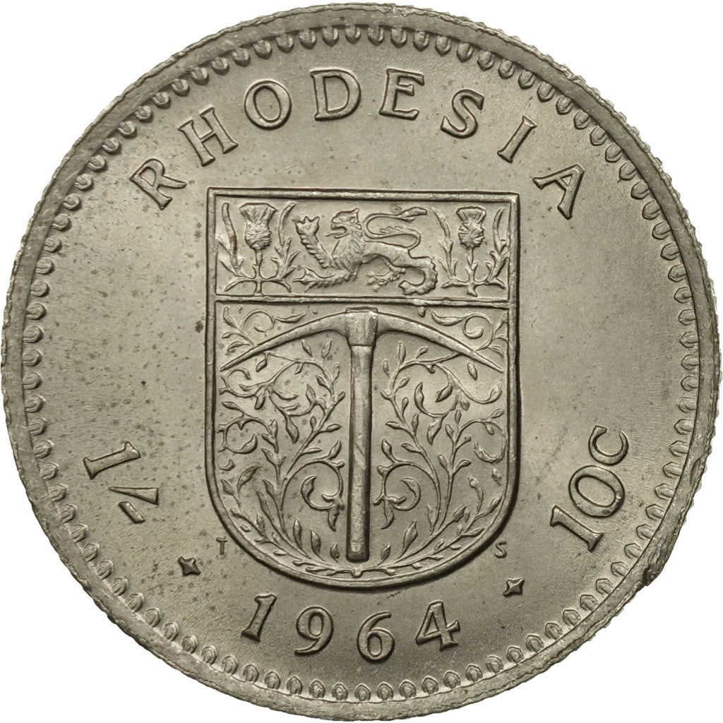 Monnaie, Rhodésie, Elizabeth II, Shilling = 10 Cents, 1964, British Royal Mint
