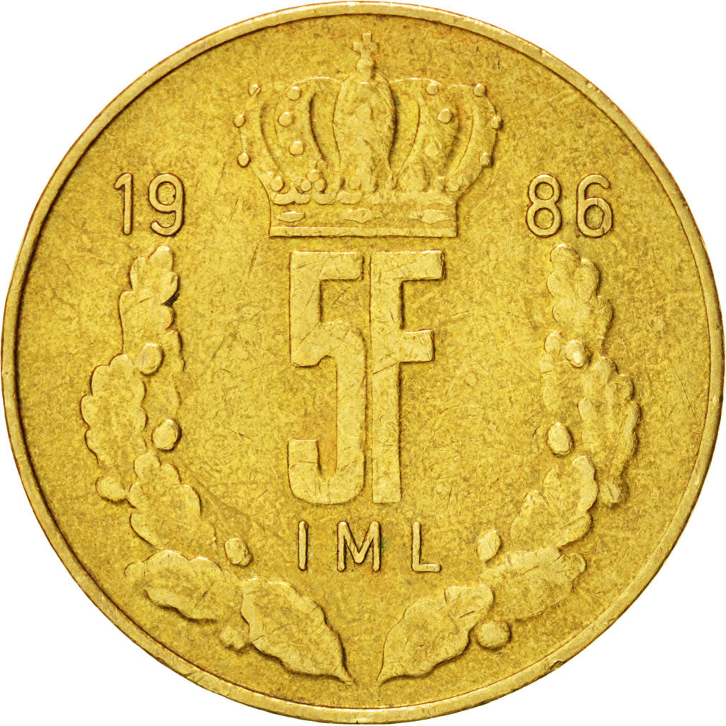 Lussemburgo, Jean, 5 Francs, 1986, BB, Alluminio-bronzo, KM:60.1