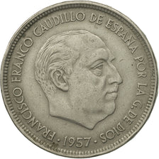 Spain, Caudillo and regent, 50 Pesetas, 1957, MS(60-62), Copper-nickel, KM:788
