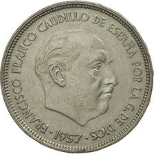 Coin, Spain, Caudillo and regent, 25 Pesetas, 1957, MS(60-62), Copper-nickel
