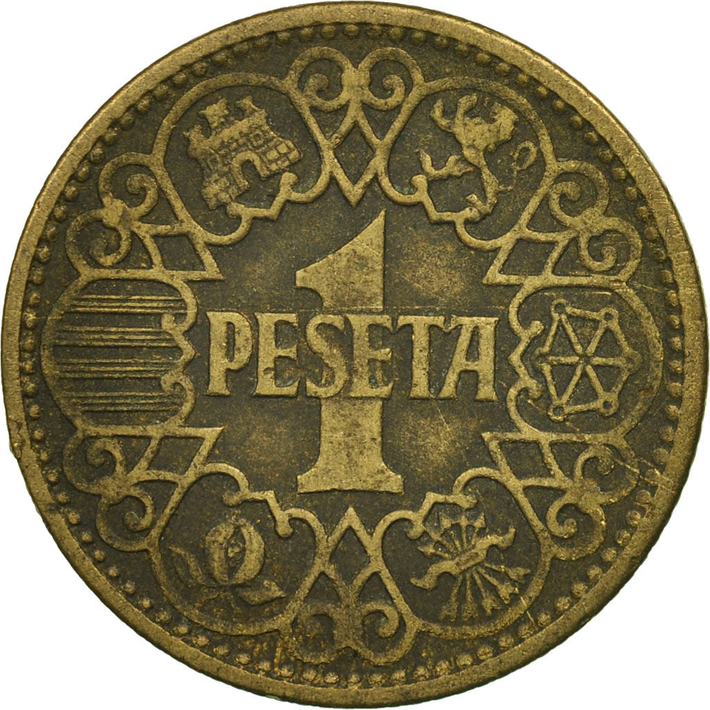 Spain, Peseta, 1944, EF(40-45), Aluminum-Bronze, KM:767