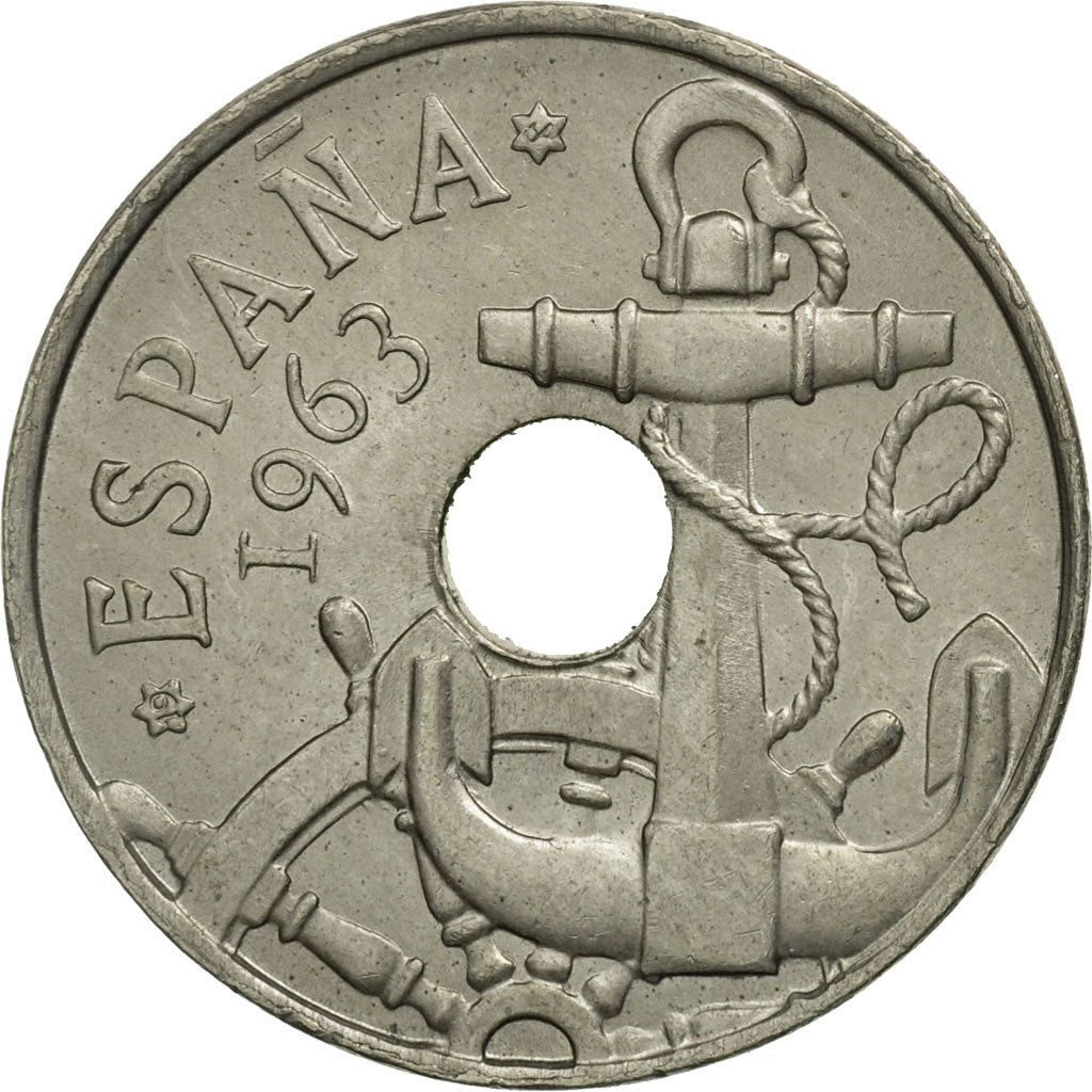 Moneda, España, Francisco Franco, caudillo, 50 Centimos, 1963, SC, Cobre -