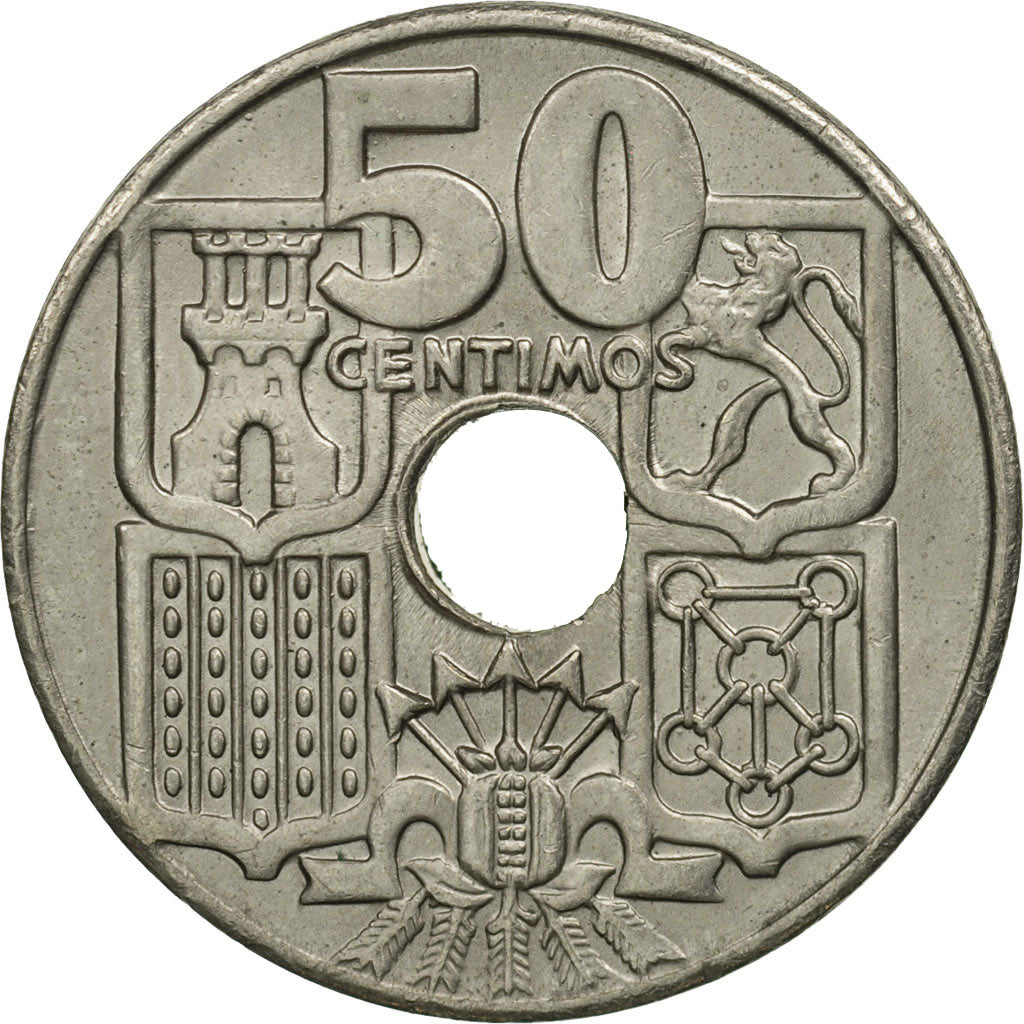 Moneda, España, Francisco Franco, caudillo, 50 Centimos, 1963, SC, Cobre -