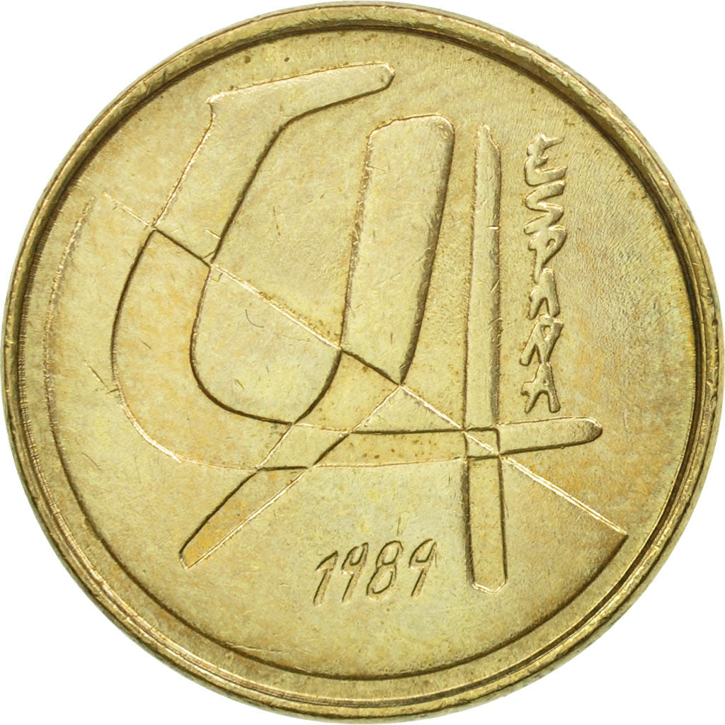 Coin, Spain, Juan Carlos I, 5 Pesetas, 1989, Madrid, MS(63), Aluminum-Bronze