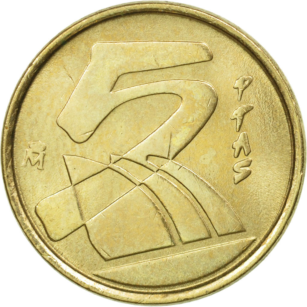 Coin, Spain, Juan Carlos I, 5 Pesetas, 1989, Madrid, MS(63), Aluminum-Bronze