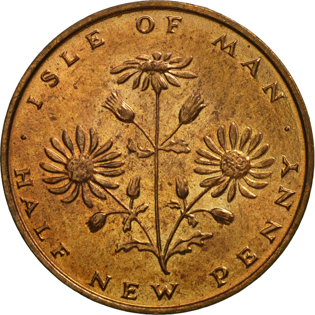 Coin, Isle of Man, Elizabeth II, 1/2 New Penny, 1975, Pobjoy Mint, AU(55-58)