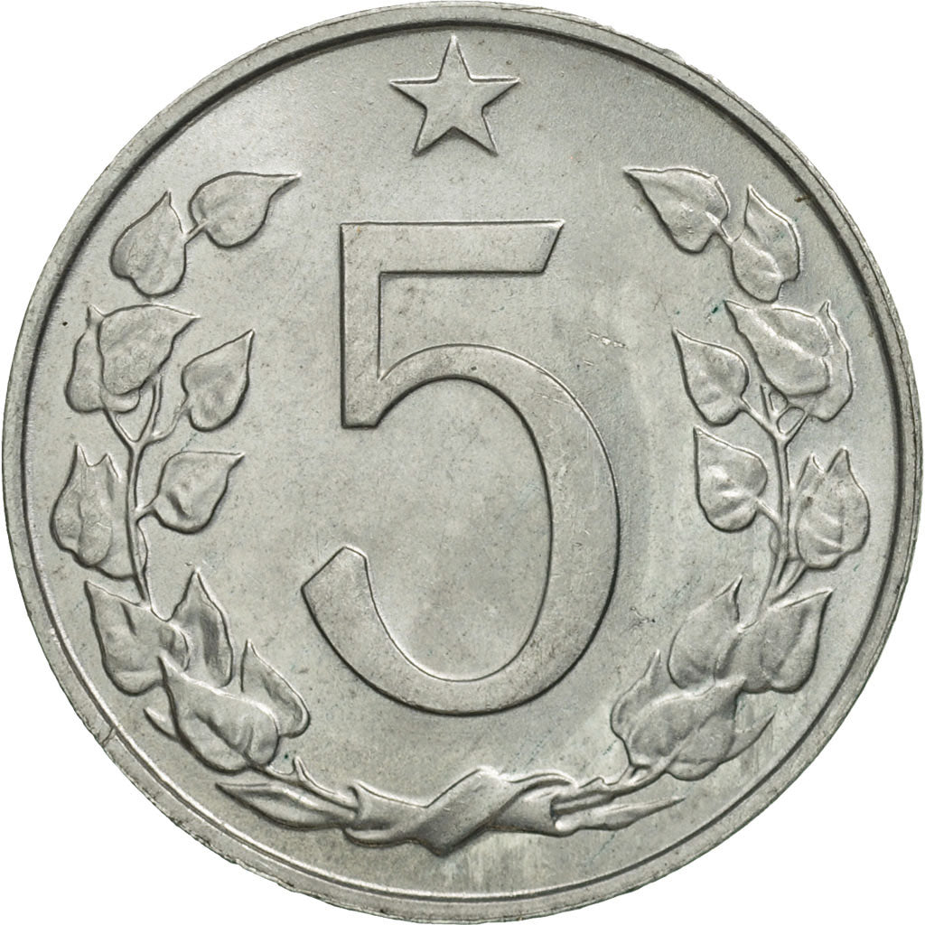 Coin, Czechoslovakia, 5 Haleru, 1967, MS(63), Brass, KM:53a