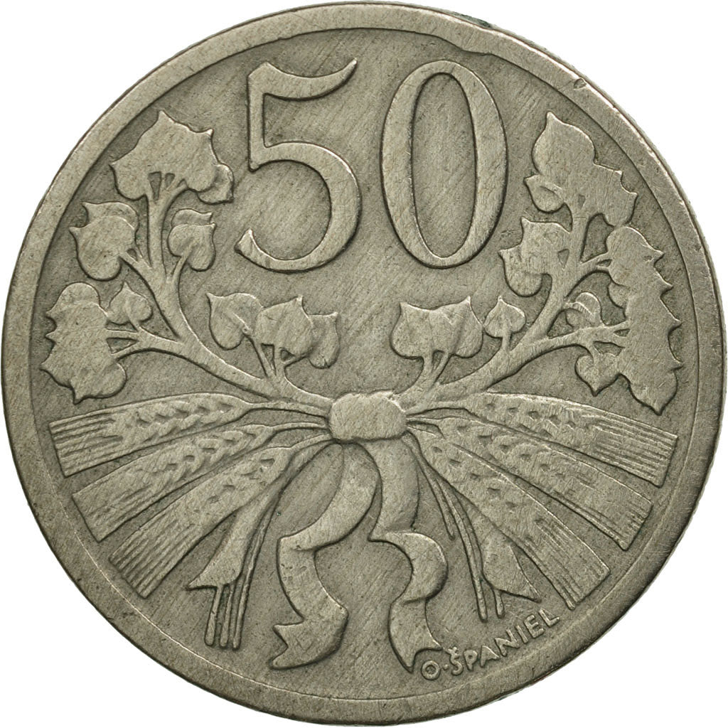 Coin, Czechoslovakia, 50 Haleru, 1922, AU(55-58), Copper-nickel, KM:2