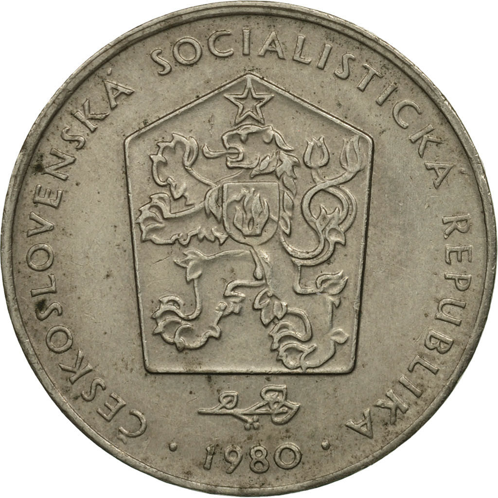 Coin, Czechoslovakia, 2 Koruny, 1980, MS(60-62), Copper-nickel, KM:75