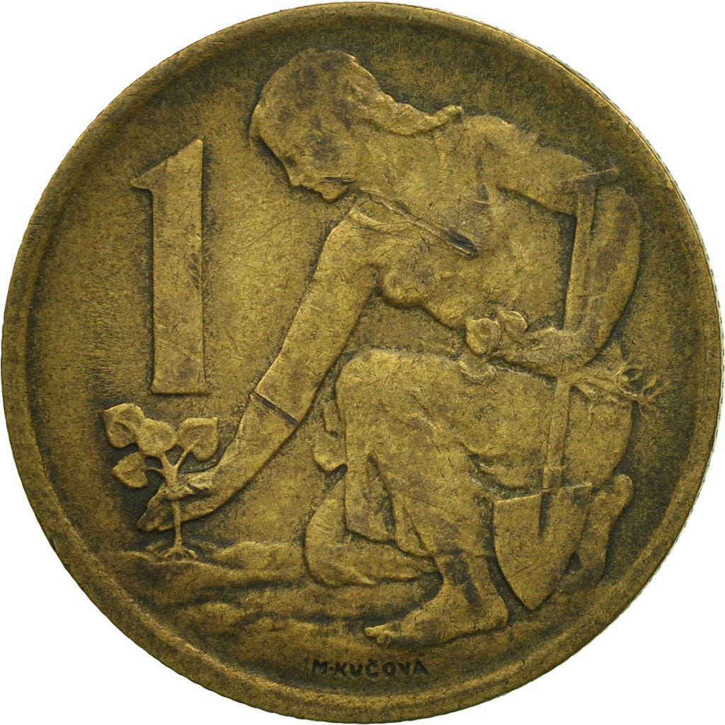 Moneta, Czechosłowacja, Koruna, 1970, AU(50-53), Aluminium-Brąz, KM:50