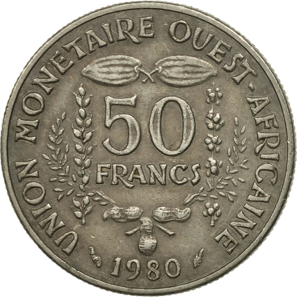 Munten, West Afrikaanse Staten, 50 Francs, 1980, Paris, UNC-, Copper-nickel