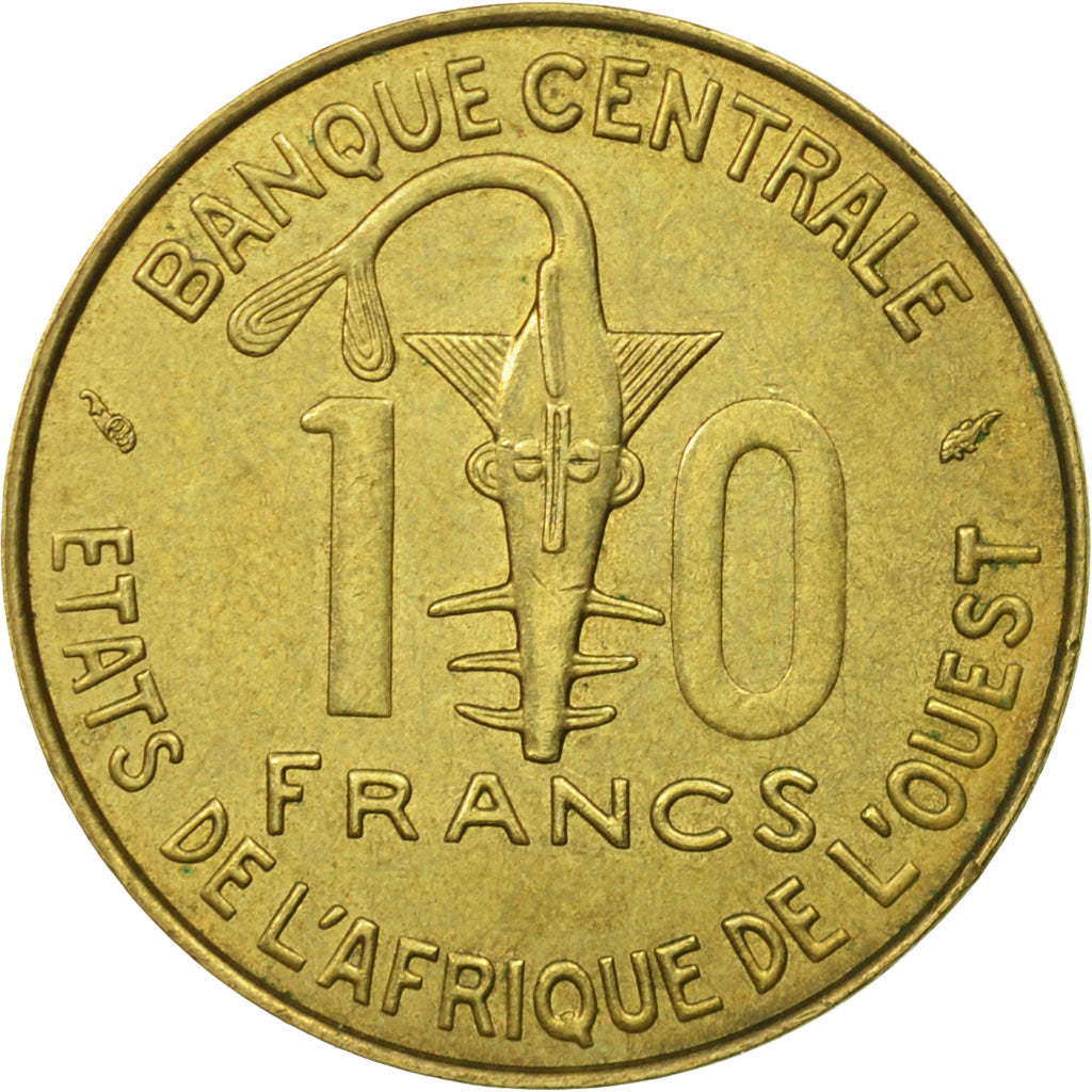 Coin, West African States, 10 Francs, 1982, Paris, MS(63), Aluminum-Bronze