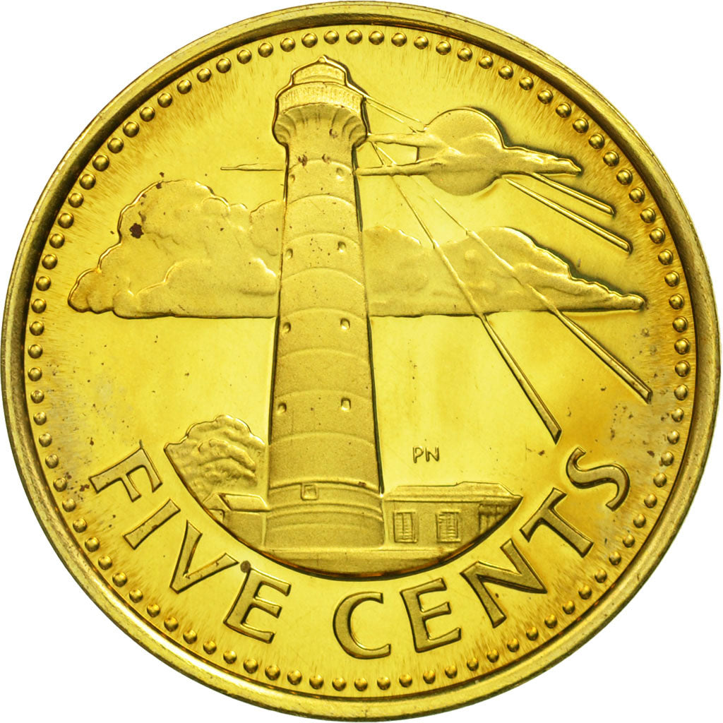 Monnaie, Barbados, 5 Cents, 1973, Franklin Mint, FDC, Laiton, KM:11