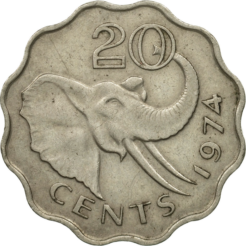 Coin, Swaziland, Sobhuza II, 20 Cents, 1974, British Royal Mint, MS(63)