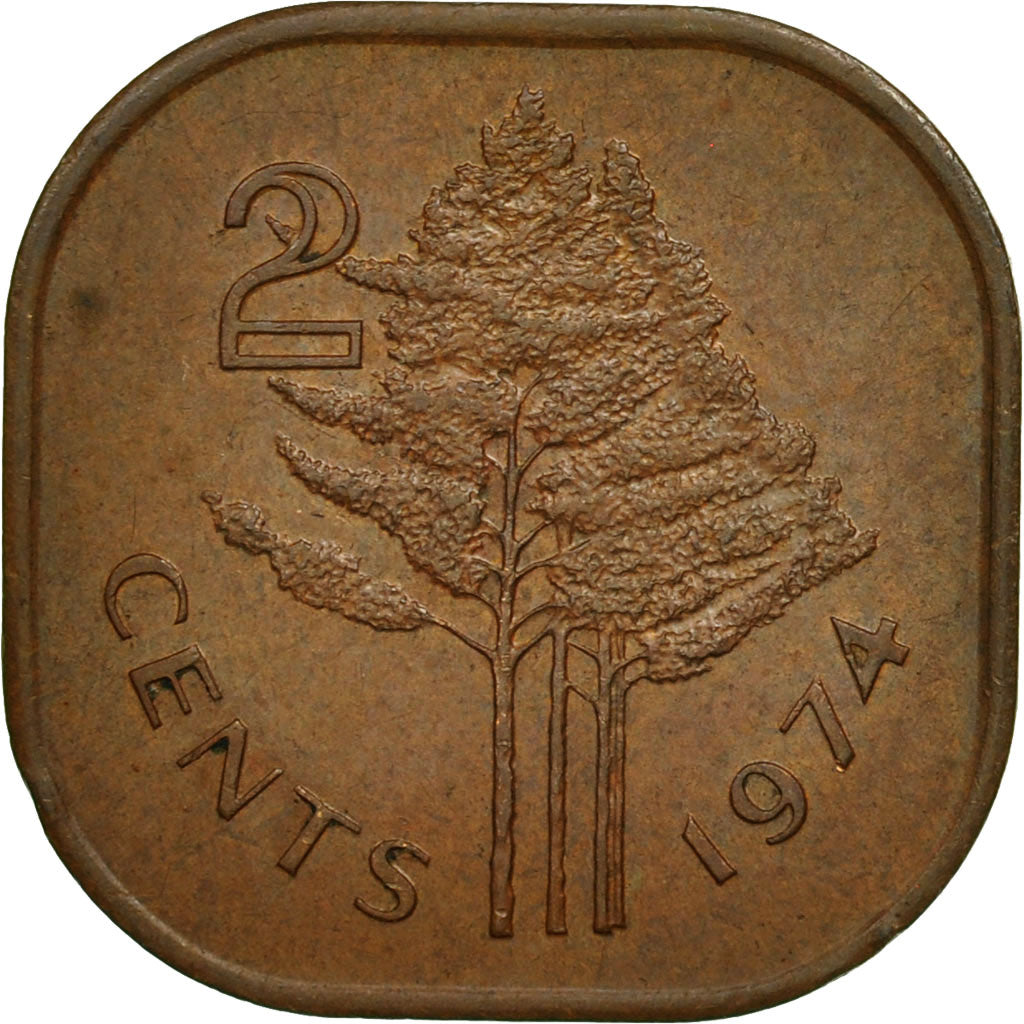 Suazilandia, Sobhuza II, 2 Cents, 1974, British Royal Mint, MBC+, Bronce, KM:8