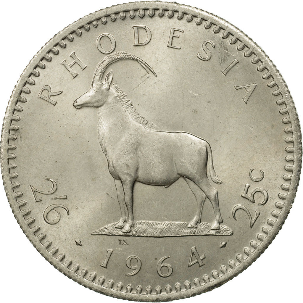 Rhodesia, Elizabeth II, 2-1/2 Shillings = 25 Cents, 1964, British Royal Mint