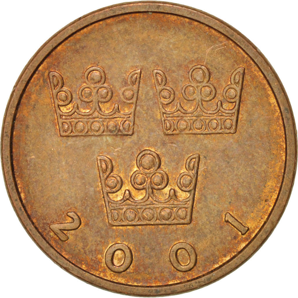 Monnaie, Suède, Carl XVI Gustaf, 50 Öre, 2001, SUP, Bronze, KM:878