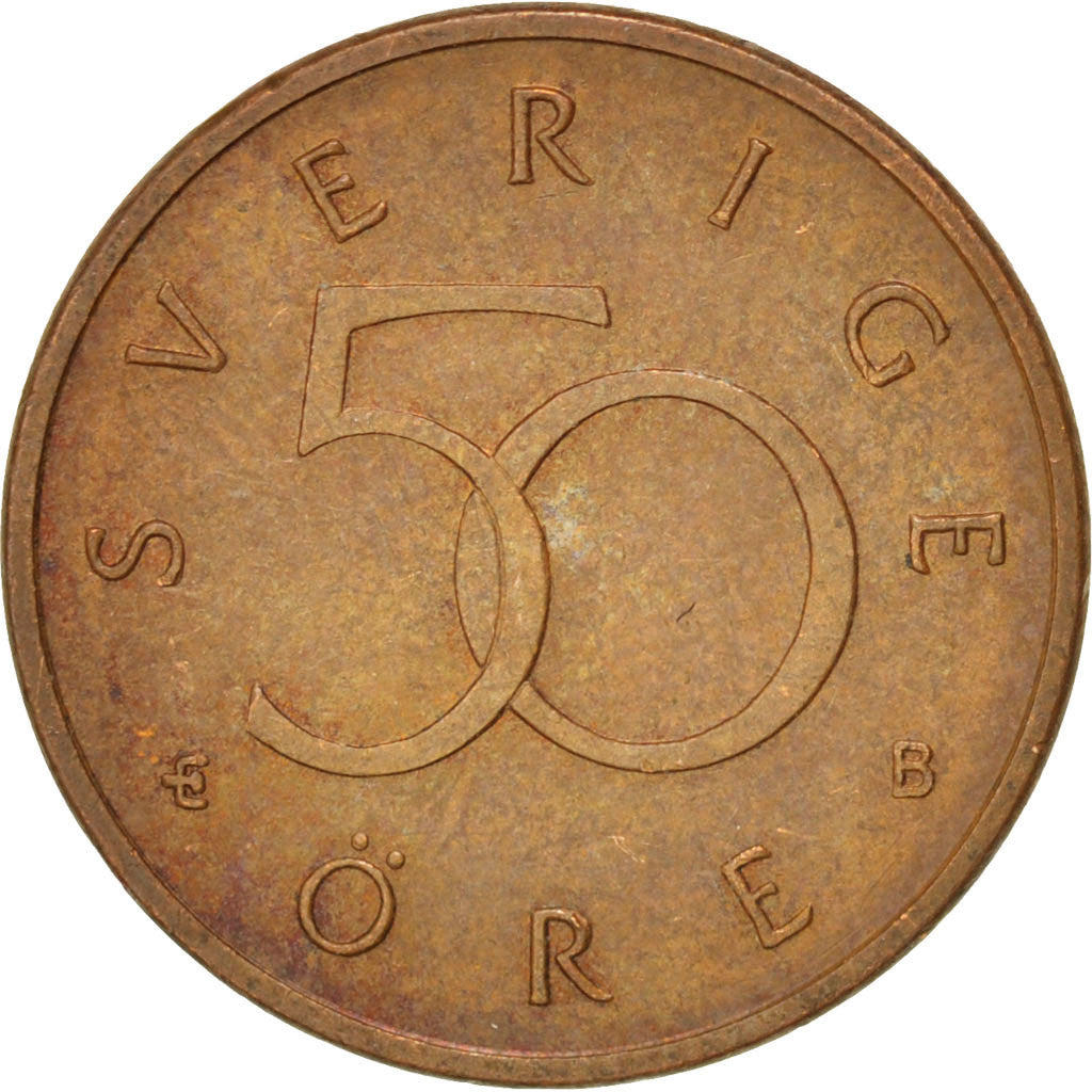 Monnaie, Suède, Carl XVI Gustaf, 50 Öre, 2001, SUP, Bronze, KM:878
