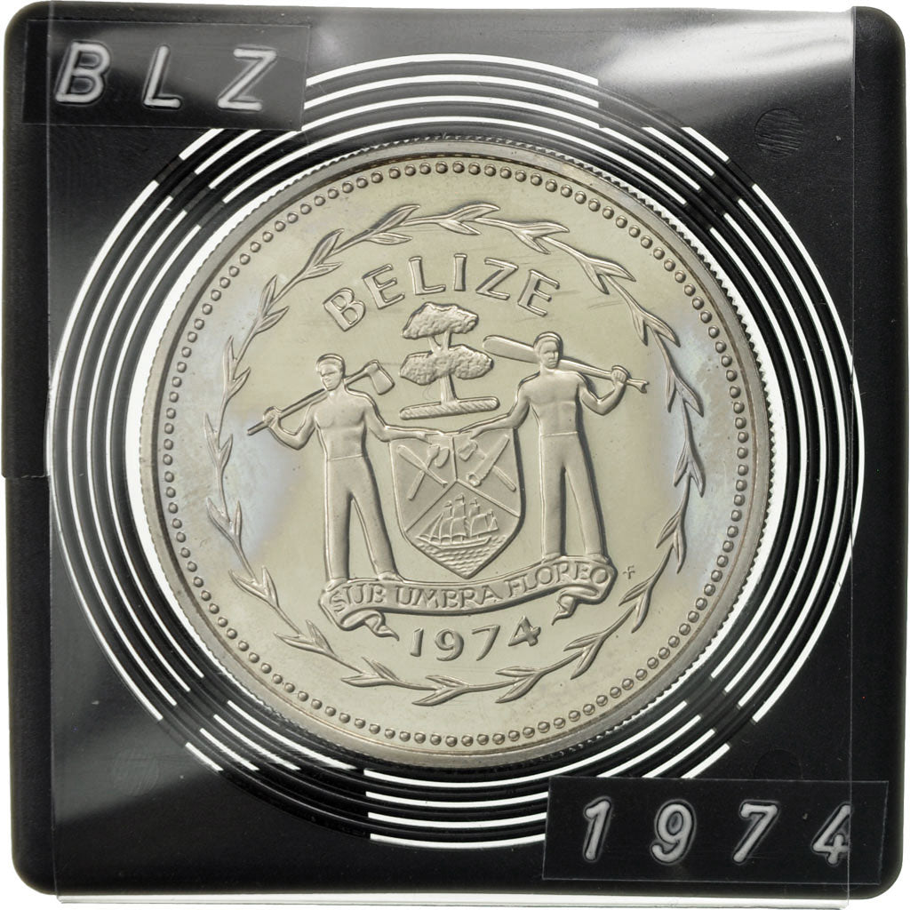Moneta, Belize, 5 Dollars, 1974, Franklin Mint, SPL, Argento, KM:44a