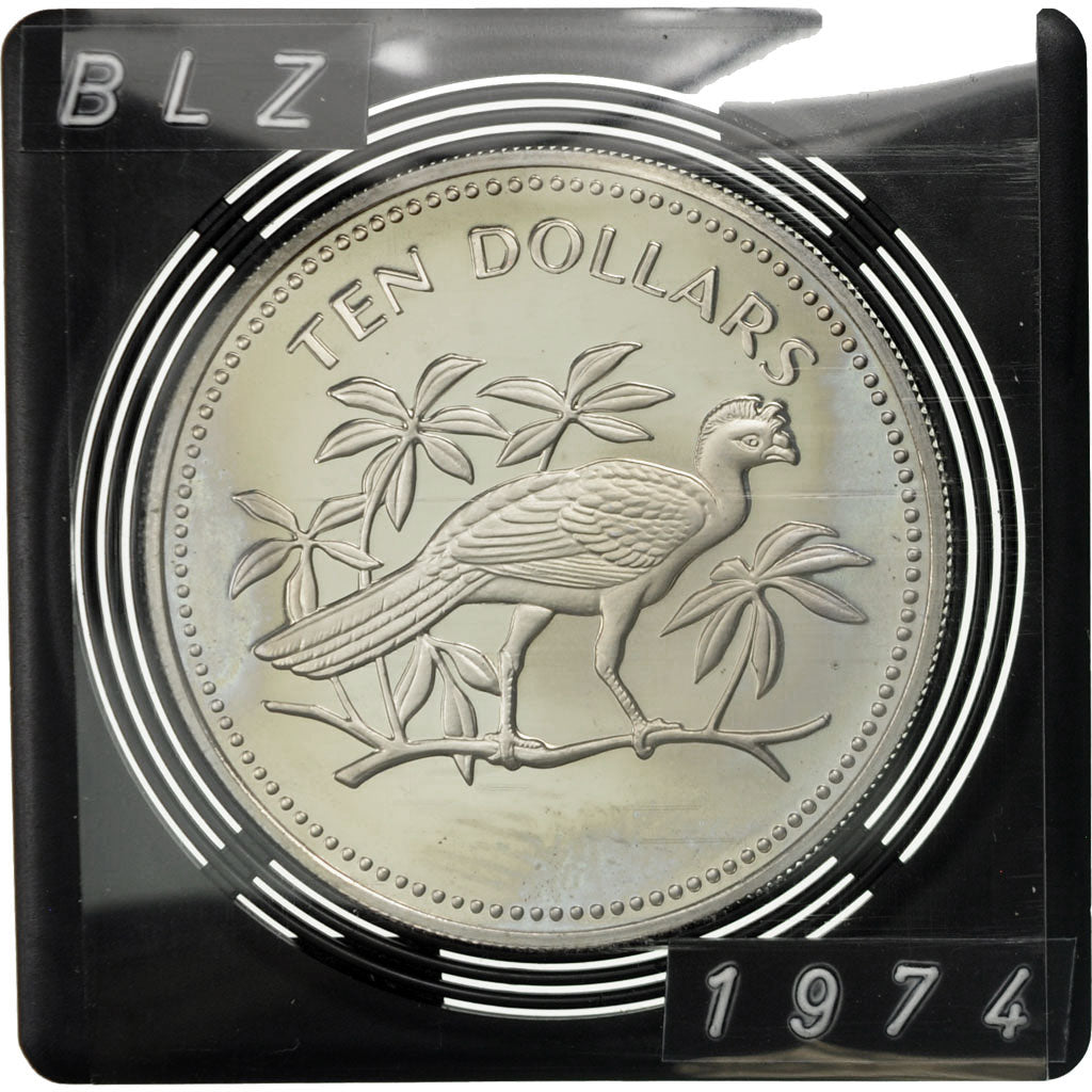 Moneta, Belize, 10 Dollars, 1974, Franklin Mint, SPL, Argento, KM:45a
