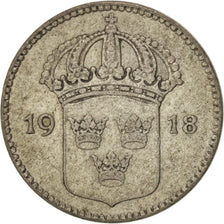 Moneta, Szwecja, Gustaf V, 10 Öre, 1918, EF(40-45), Srebro, KM:780