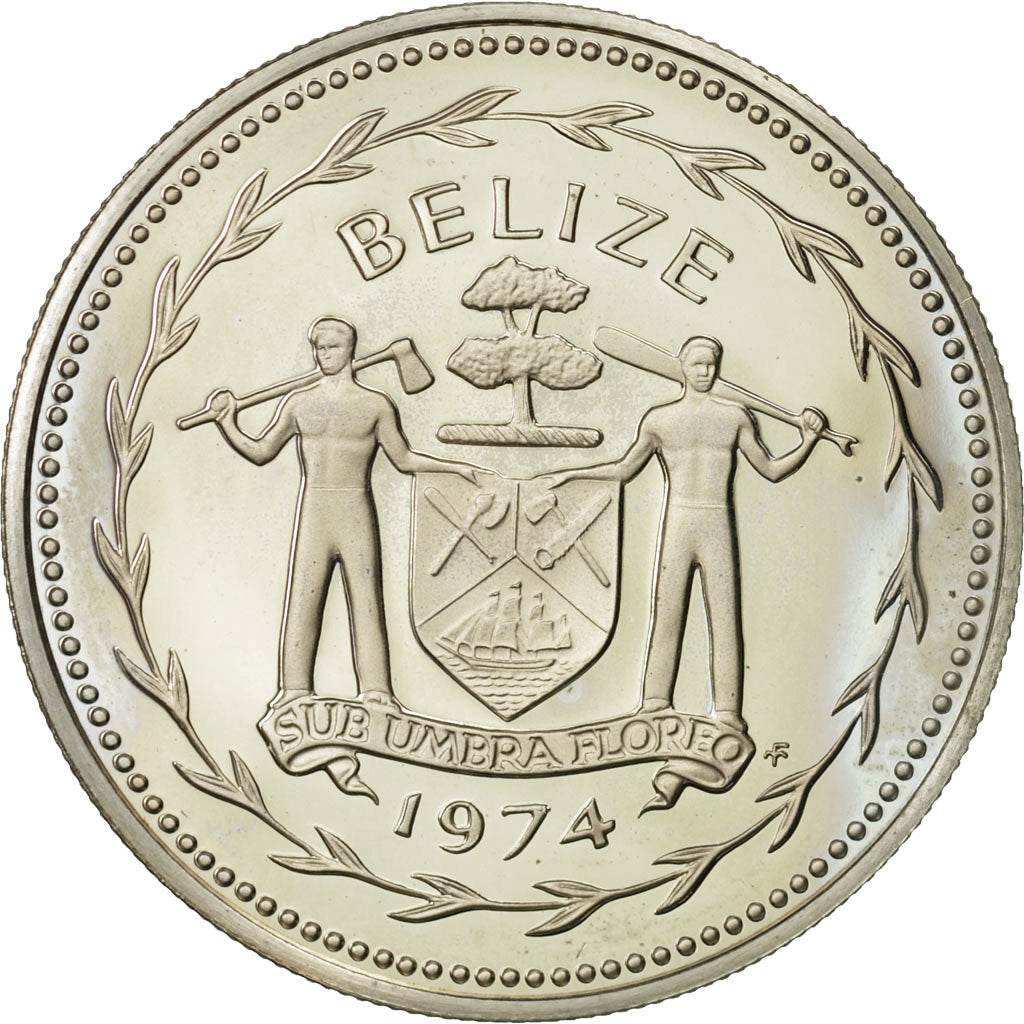 Coin, Belize, Dollar, 1974, Franklin Mint, MS(63), Copper-nickel, KM:43