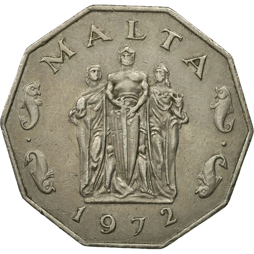 Coin, Malta, 50 Cents, 1972, British Royal Mint, MS(63), Copper-nickel, KM:12