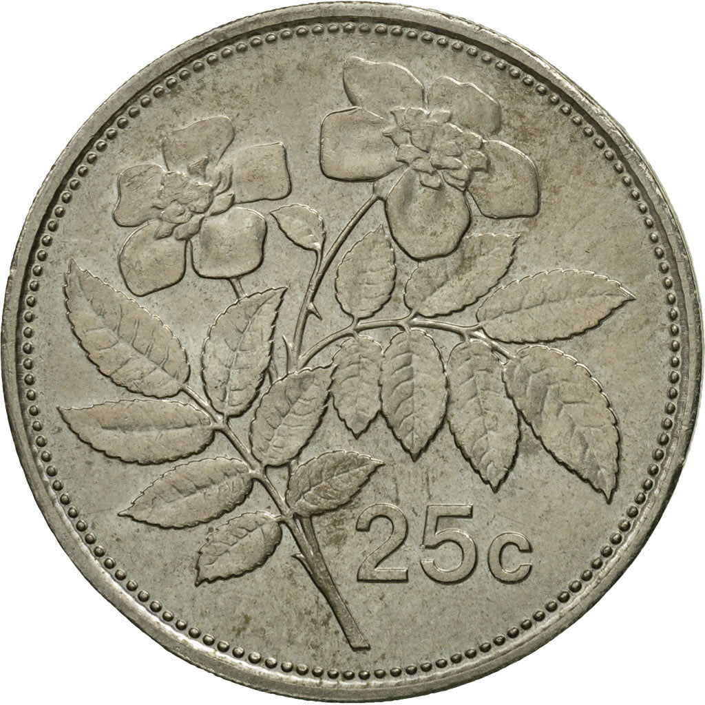 Coin, Malta, 25 Cents, 1986, MS(63), Copper-nickel, KM:80