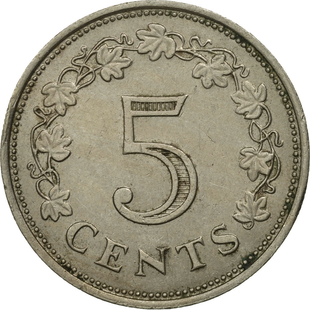 Coin, Malta, 5 Cents, 1972, British Royal Mint, MS(63), Copper-nickel, KM:10