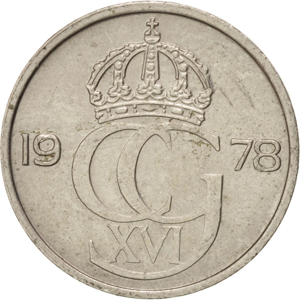 Svezia, Carl XVI Gustaf, 25 Öre, 1978, SPL-, Rame-nichel, KM:851
